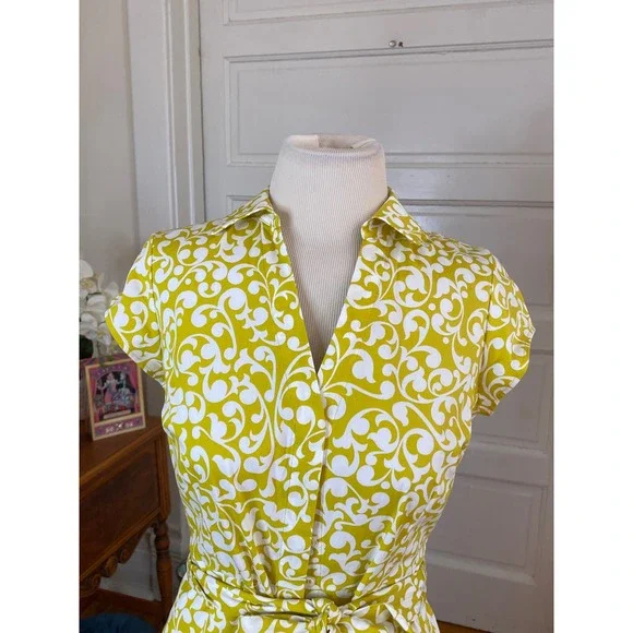 Boden shirt dress yellow Sz 6p A-Line Belted - Picture 2 of 10